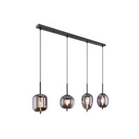 LED-PENDELLEUCHTE Breite 100cm, Glaskugeln Rauchglas - Schwarz, Glas/Metall (19/100/120cm) - meineWunschleuchte