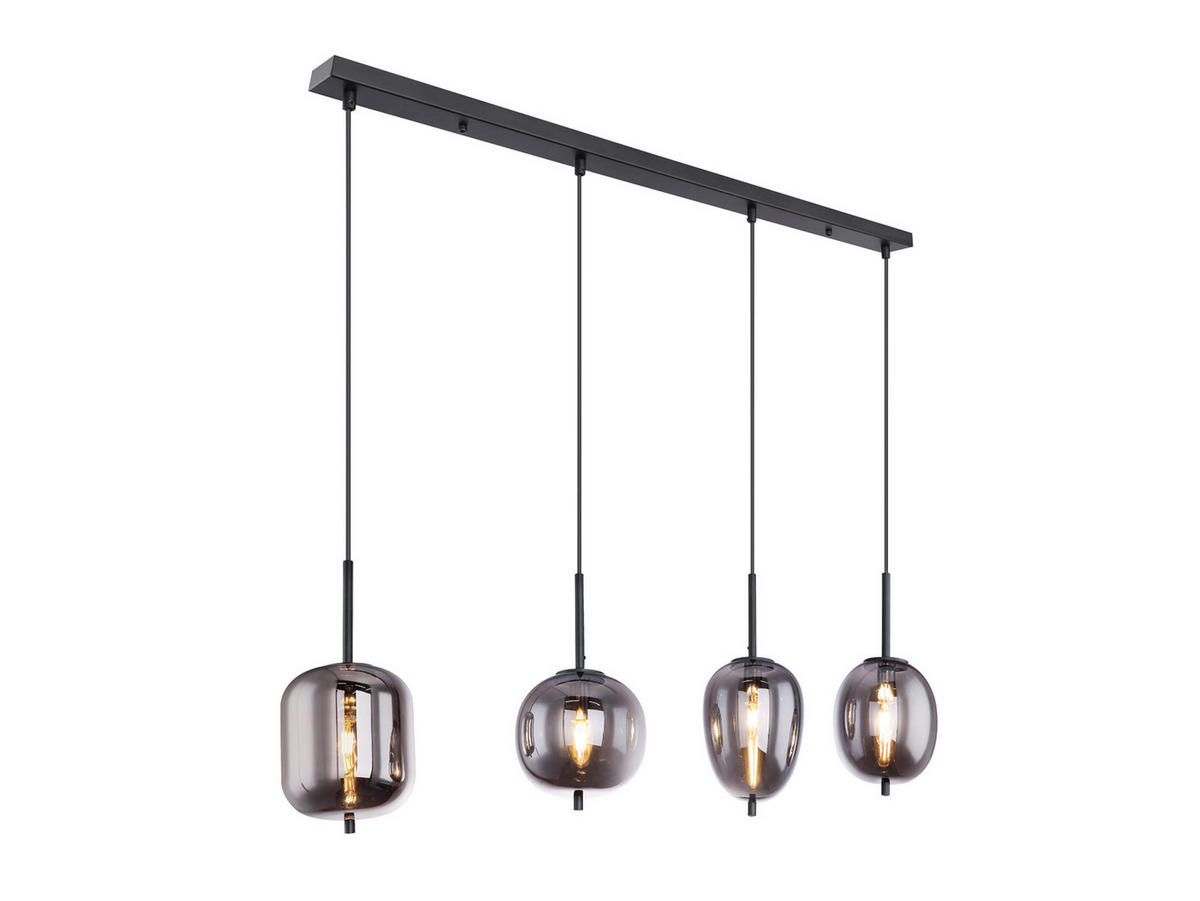 LED-PENDELLEUCHTE Breite 100cm, Glaskugeln Rauchglas - Schwarz, Glas/Metall (19/100/120cm) - meineWunschleuchte