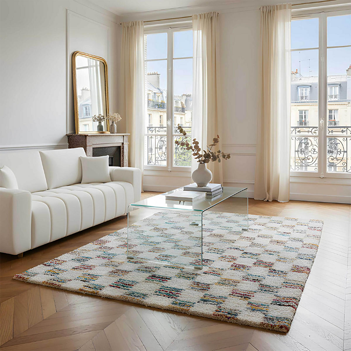 TEPPICH, Weiß - Multicolor, Textil (160/230cm) - Oviala