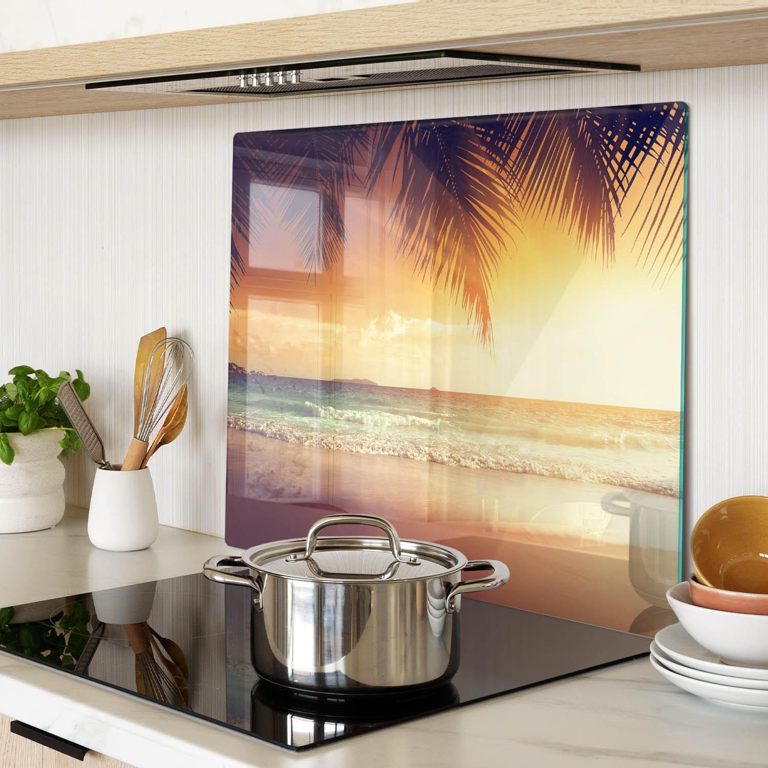 GLASPLATTE 60x52 cm Tropischer Strand - Orange, Glas (60/0.4/52cm) - TULUP