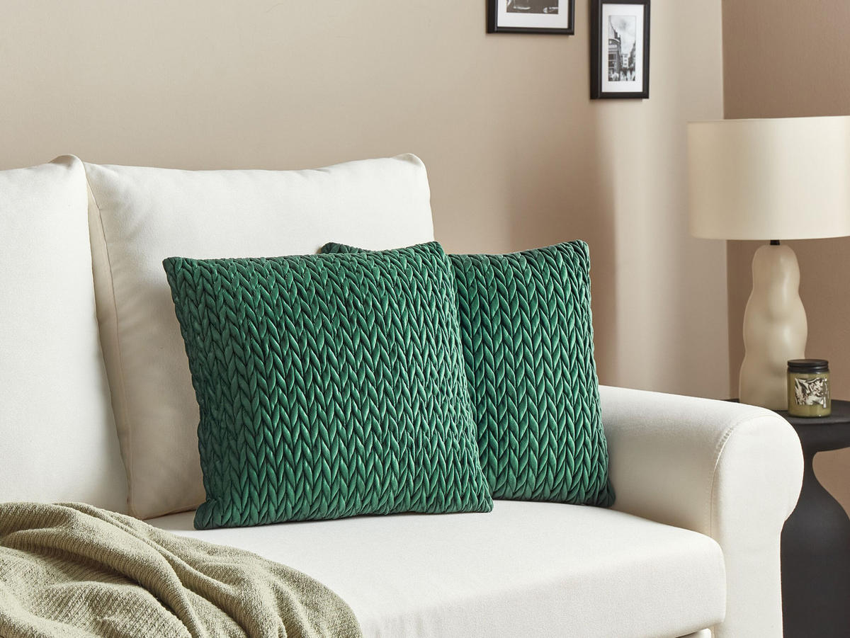 DEKORATIVNÍ POLŠTÁŘ sada 2 ks Zelený 45/45 cm Eclipta - zelená barva, textil (45/45cm) - Beliani