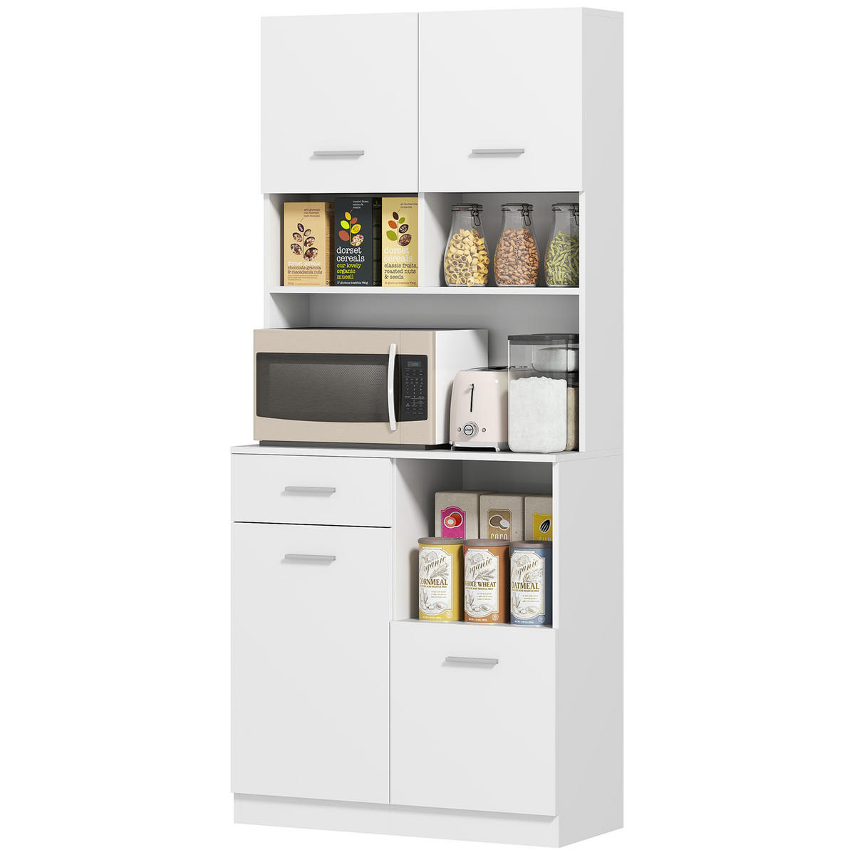 KÜCHENSCHRANK Weiß 80/35/180 cm - Silberfarben/Weiß, Fell (35/180/80cm) - PANGIVO