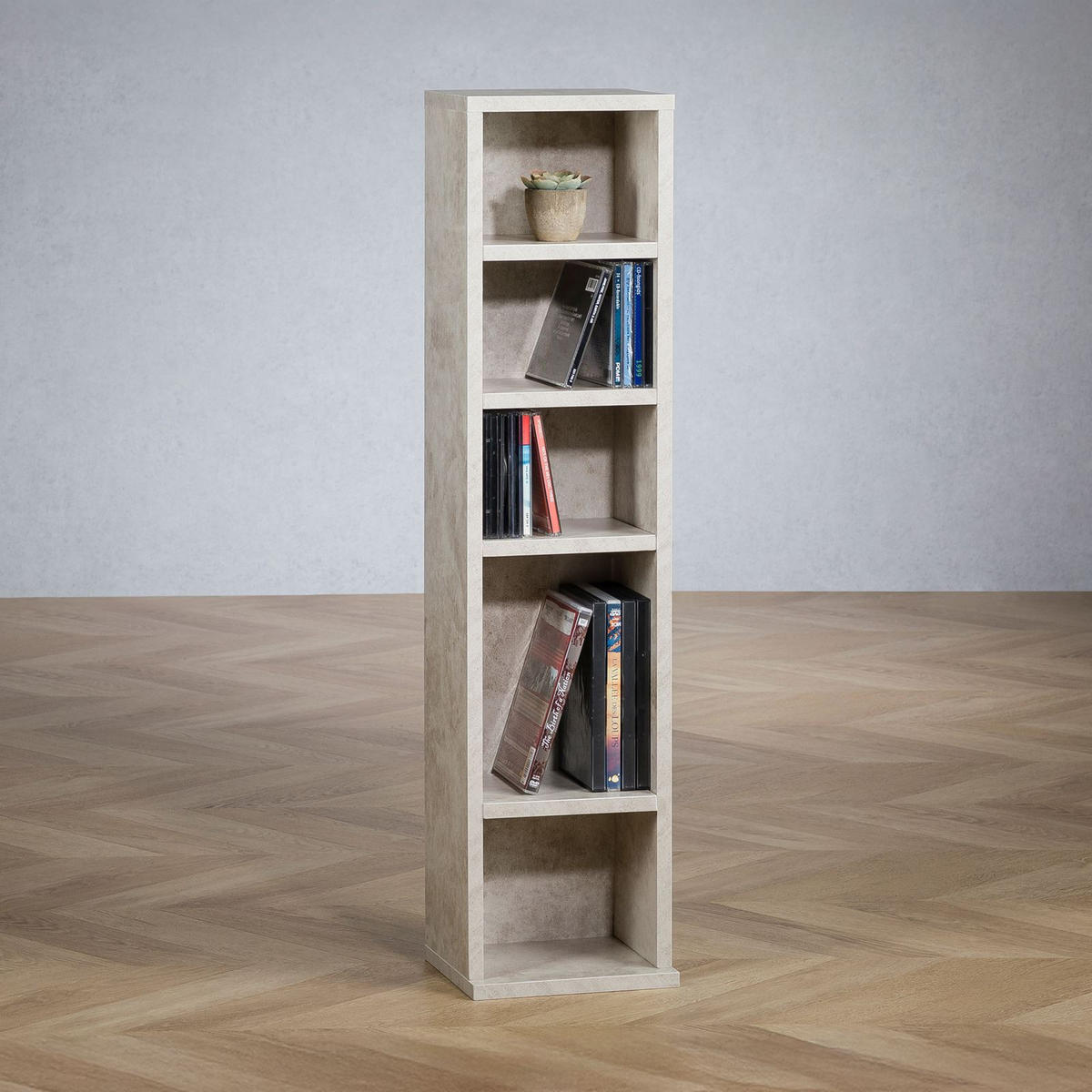 CD/DVD REGAL MELODIE Betonoptik - Grau, Holzwerkstoff (21/88/20cm) - IDIMEX