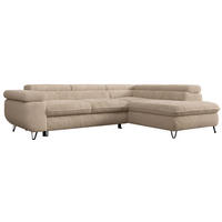 ECKSOFA PEDRO L Beige Plüsch - Rechts Seite - Beige/Schwarz, Textil/Metall (273/208cm) - MKS