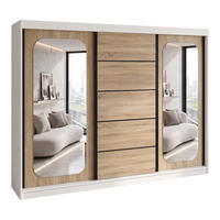 SCHWEBETÜRENSCHRANK BELANO 200 cm. Innenausstattung: Comfort plus - Weiß/Braun, Holzwerkstoff (200/215/59.5cm) - A&J MöbelLand