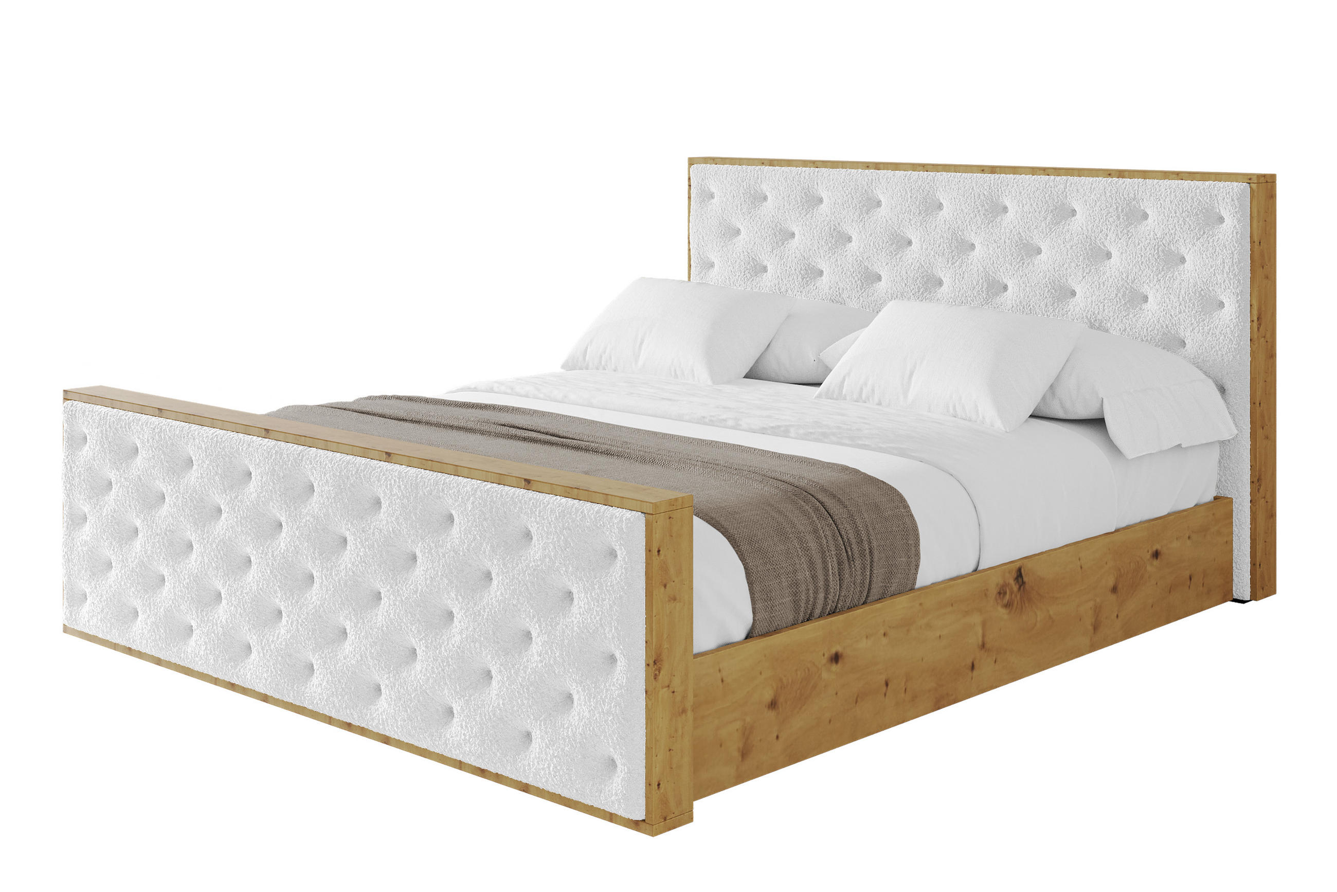 POLSTERBETT mit Bettkasten, Fußteil und Lattenrost, Boxbett ohne Matratze - ENZO3-Z 180x200 Weiß - Weiß, Holzwerkstoff/Textil (180/200cm) - ALTDECOR