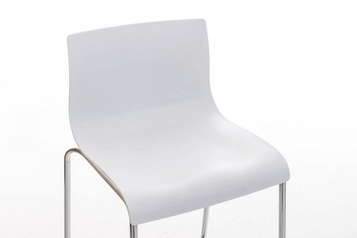 BARHOCKER Kunststoff Weiß - Chromfarben/Weiß, Kunststoff/Metall (43/100/48cm) - CLP