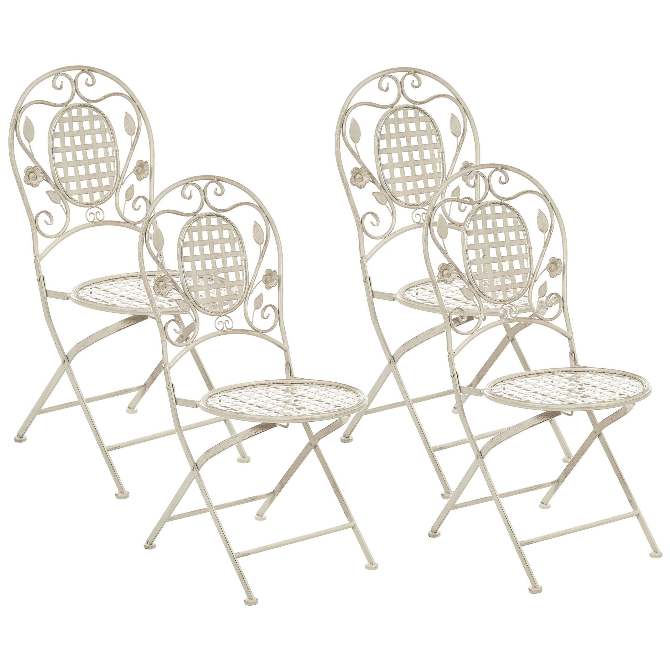 GARTENSTUHL 4er-Set Metall cremeweiß Bivio - Creme, Metall (43/93/52cm) - Beliani