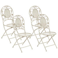 GARTENSTUHL 4er-Set Metall cremeweiß Bivio - Creme, Metall (43/93/52cm) - Beliani