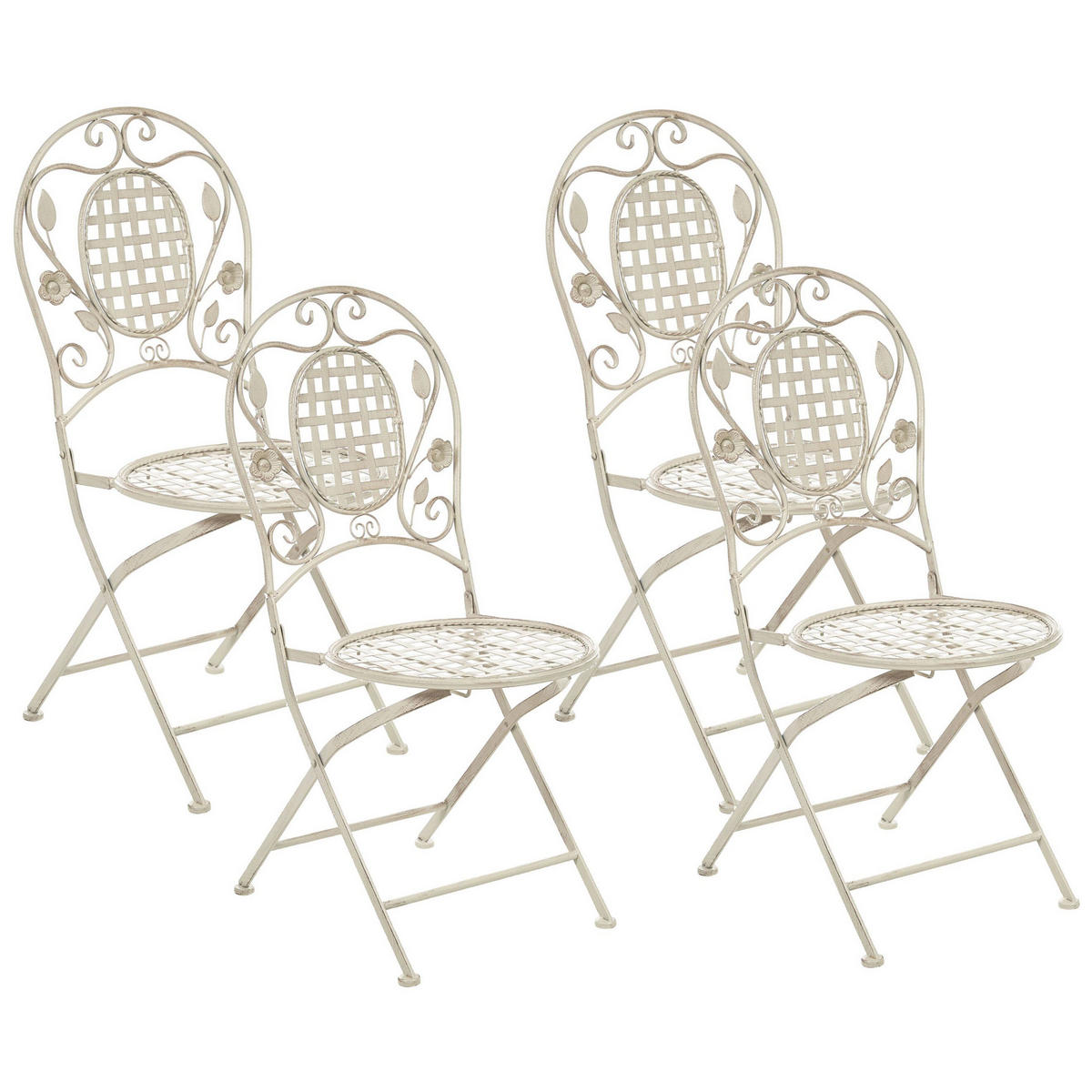 GARTENSTUHL 4er-Set Metall cremeweiß Bivio - Creme, Metall (43/93/52cm) - Beliani
