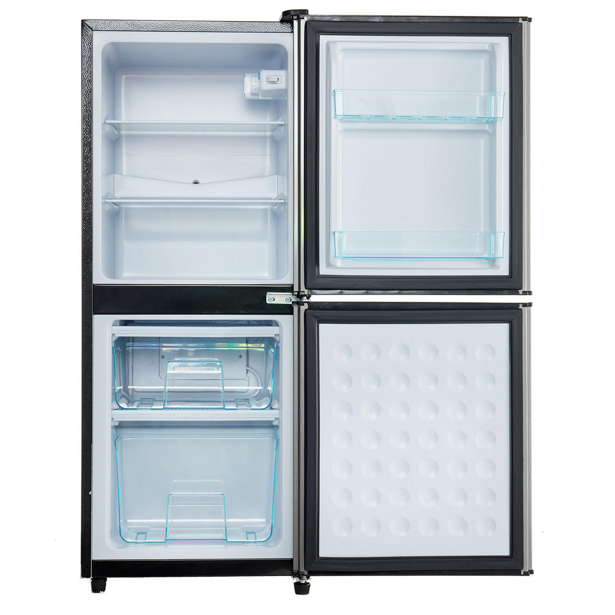MINIKÜHLSCHRANK 106L (60L+46L) LED Kompressor 7 Stufen Silber/Schwarz - Silberfarben, Metall (42.5/102/44.5cm) - Kaket