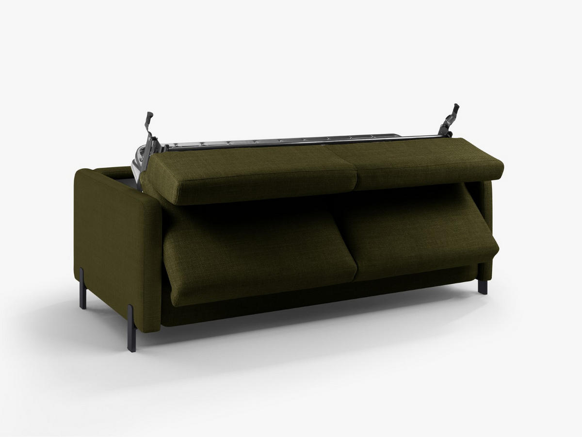 SOFA ausklappbar Gloria aus strukturiertem Stoff grün 3 Sitzplätze - Grün, Textil (102/80/202cm) - Micadoni
