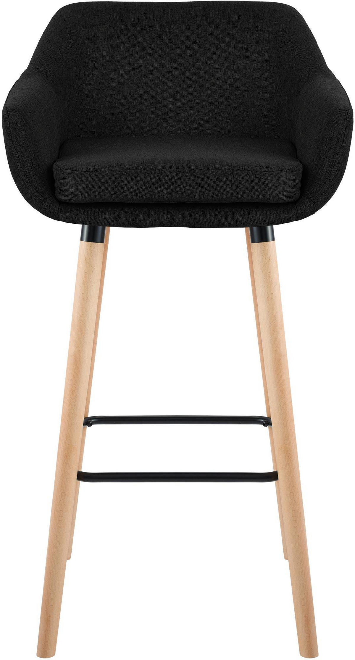 BARHOCKER Stoff Schwarz - Eukalyptusholzfarben/Schwarz, Holz/Textil (55/99/46cm) - CLP