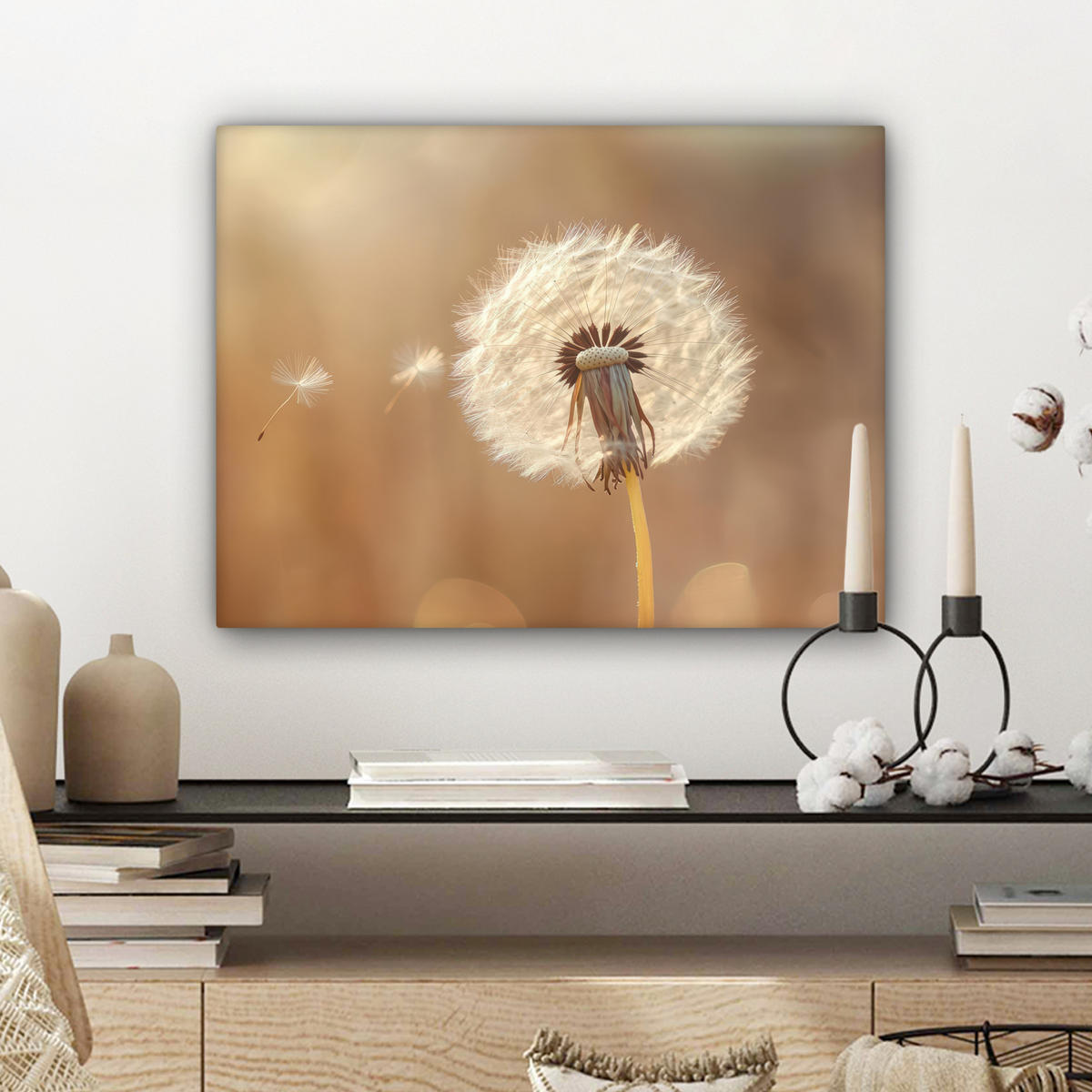 LEINWANDBILD Löwenzahn - Beige - Natur - Blume 40x30 cm - Hellbraun, Textil (40/30cm) - MuchoWow