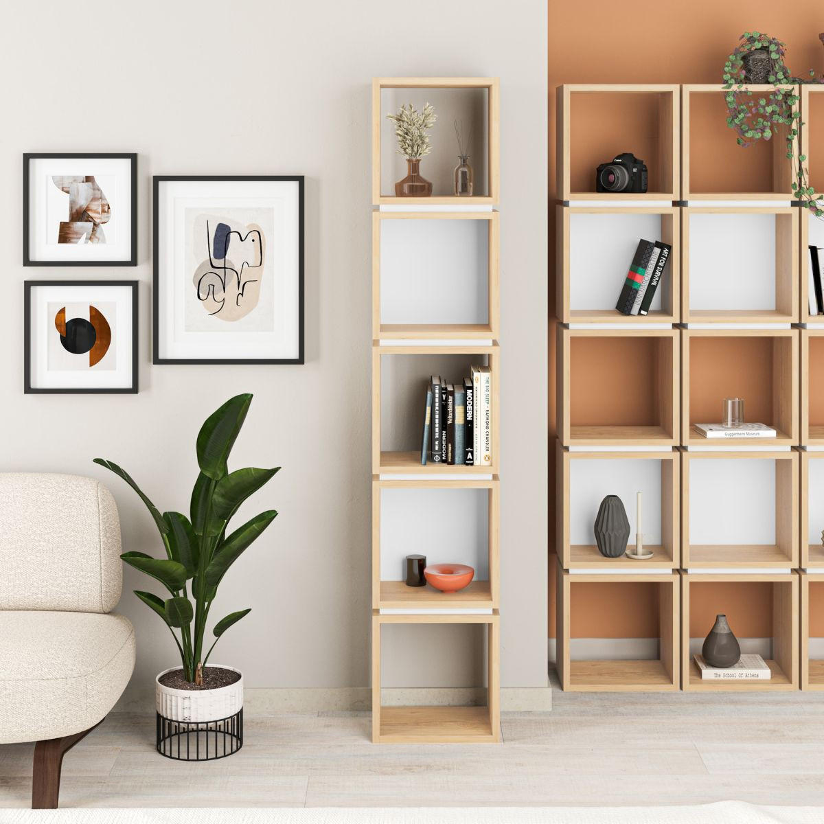 REGAL 5 Fächer H167 cm - Lofty - Weiß, Holzwerkstoff (22/167/32cm) - Calicosy