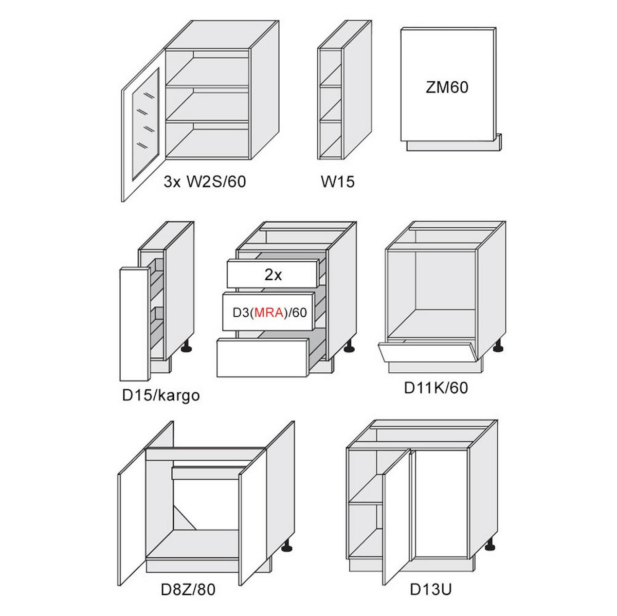 WINKELKÜCHE Livorno blassgrün matt / weiß matt 11-teilig mit Vollauszug (REJS Comfort Box) - Weiß/Grün, Holzwerkstoff/Metall (240/207/266cm) - Feldmann-Wohnen