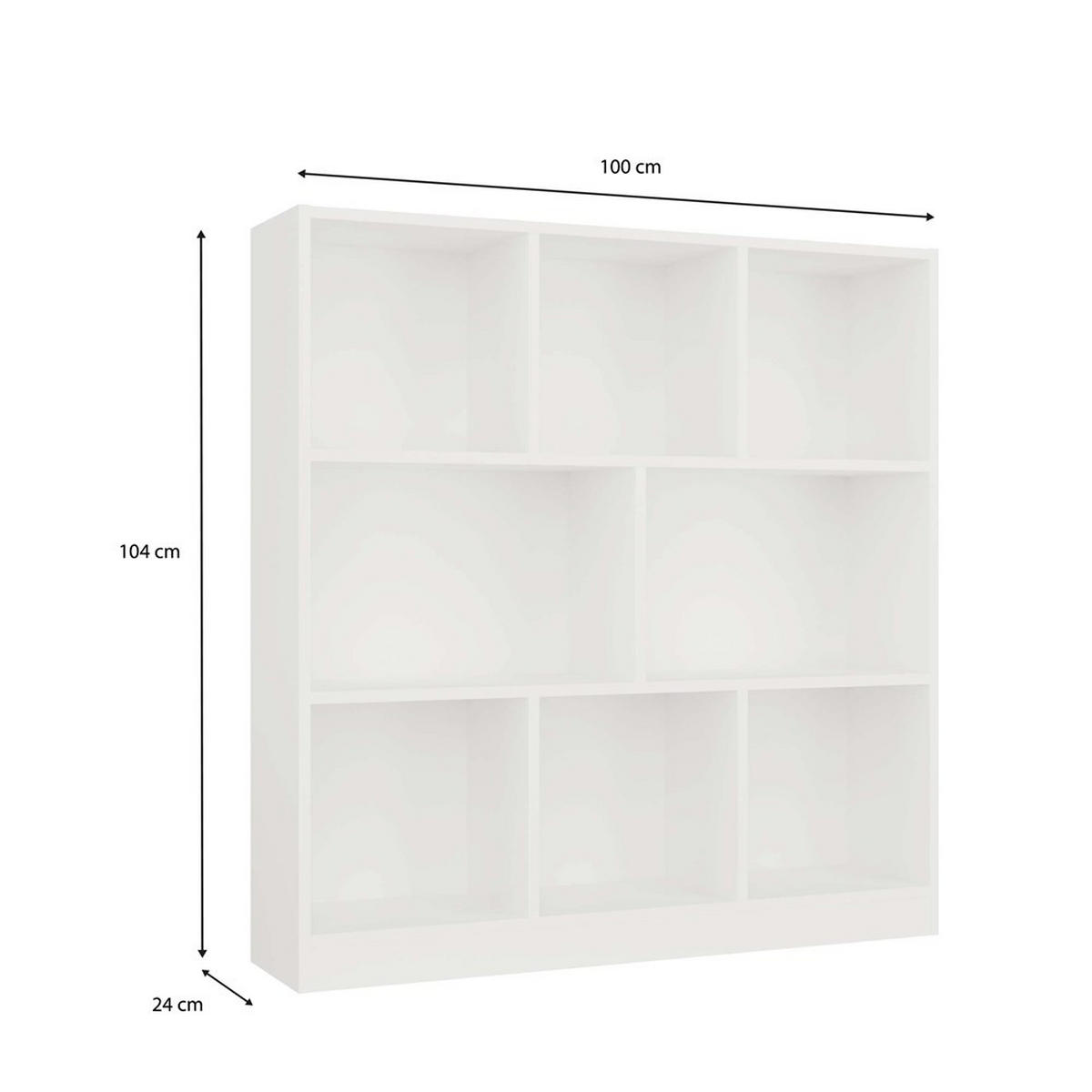 BÜCHERREGAL Weiß 100/104/24 - Weiß, Holzwerkstoff (100/104/24cm) - RAUMHIRSCH FURNITURE