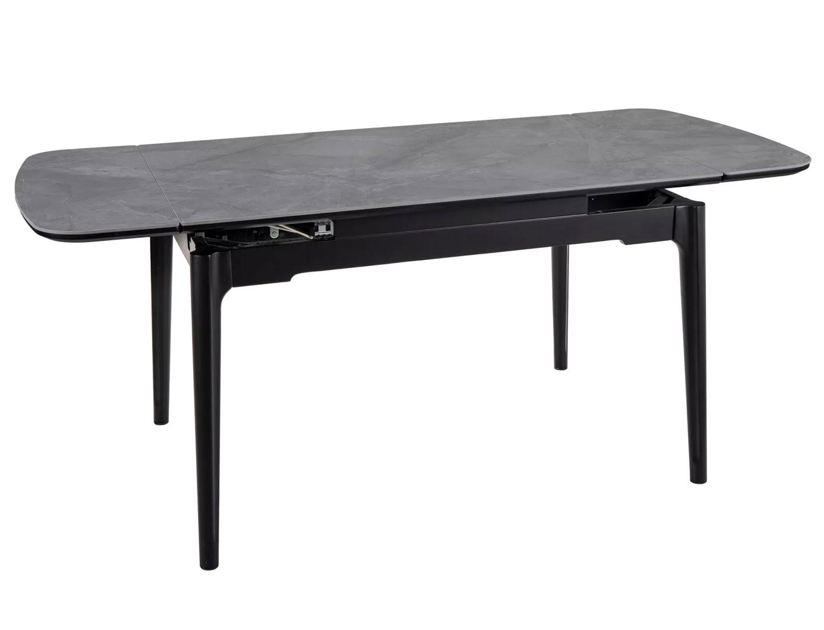 ESSTISCH Sento Grau Marmor / Schwarz 120-180 / 80 / 76cm - Schwarz/Grau, Holz/Keramik (80/180/76cm) - Feldmann-Wohnen