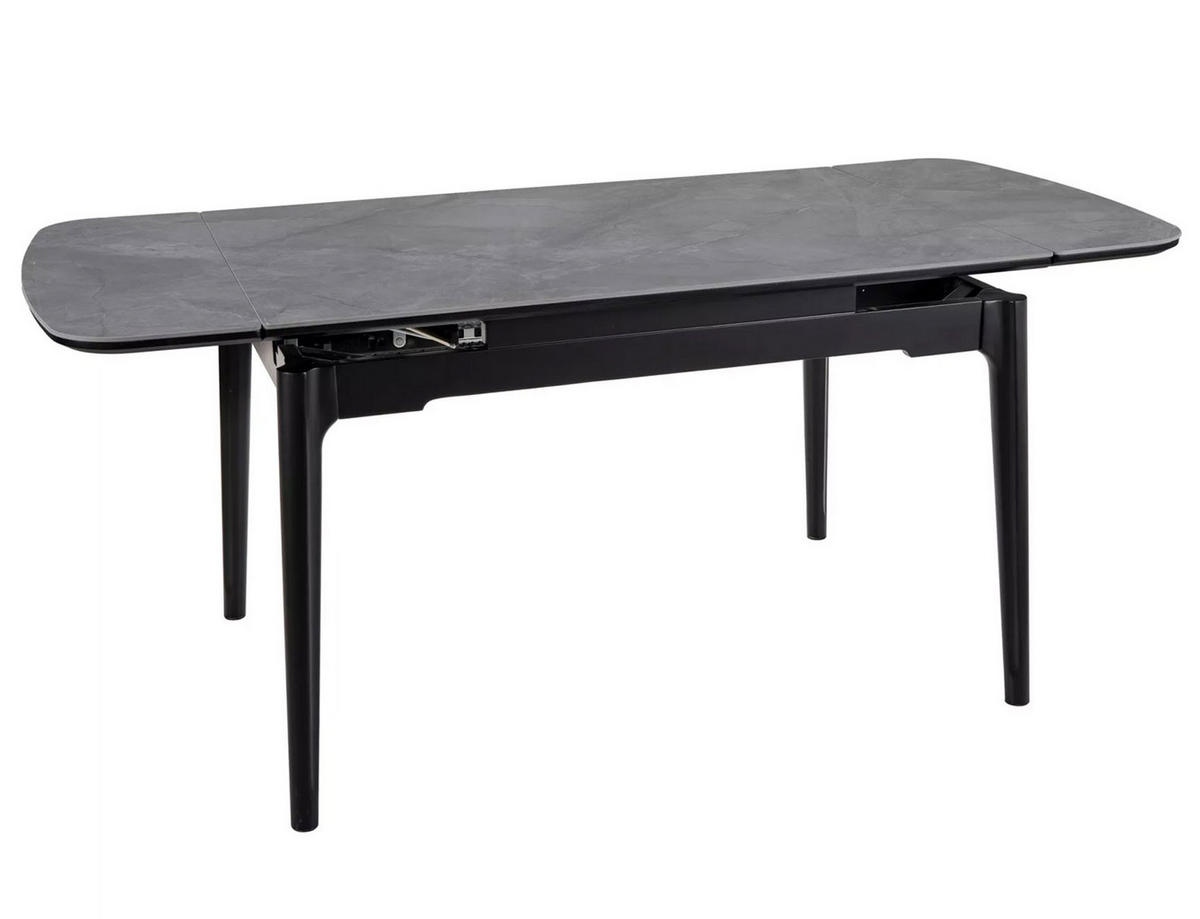 ESSTISCH Sento Grau Marmor / Schwarz 120-180 / 80 / 76cm - Schwarz/Grau, Holz/Keramik (80/180/76cm) - Feldmann-Wohnen