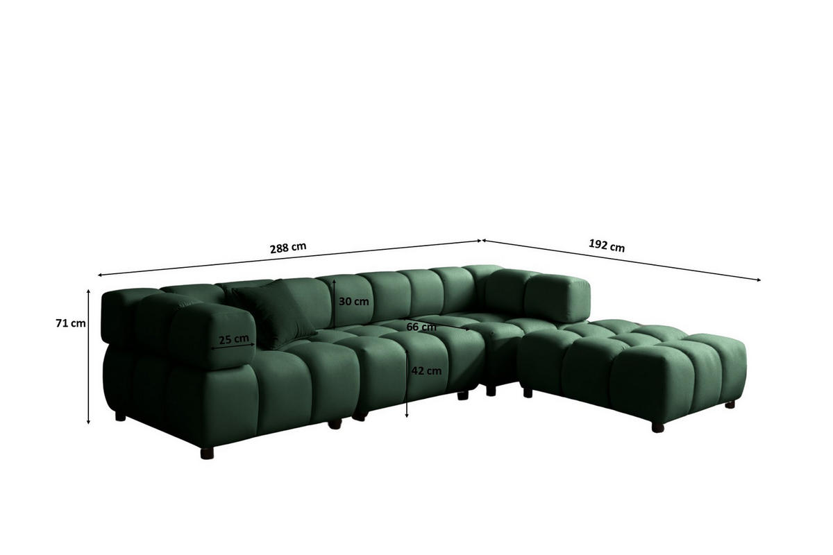 ECKSOFA L-Form Bolla, stoff Bluvel, Grün, Rechts - Grün, Holz (288/192cm) - Kaiser Möbel