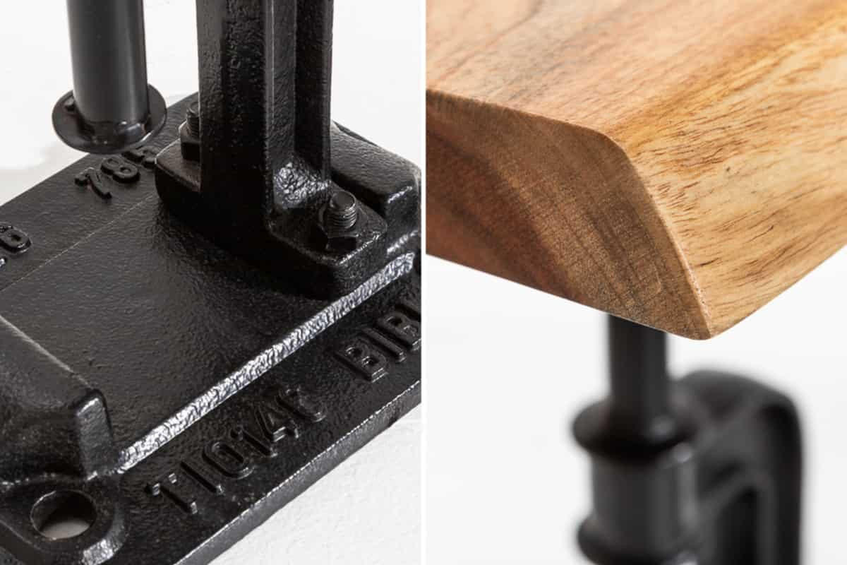 BEISTELLTISCH FACTORY Akazie 50cm - Schwarz/Braun, Holz/Metall (35/43/46cm) - riess-ambiente