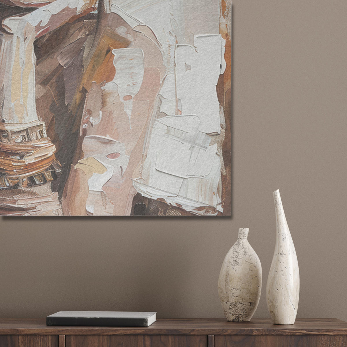AKUSTIKPANEEL Frau - Porträt - Modern 90x90 cm - Altrosa, Textil (90/0.9/90cm) - MuchoWow