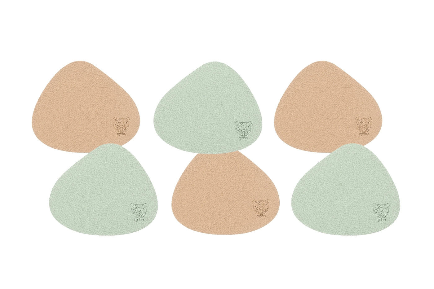 UNTERSETZER - 6er-Set - Recyceltes Leder in Blassrosa und Blassgrün - Pink, Textil (11/13cm) - Björn