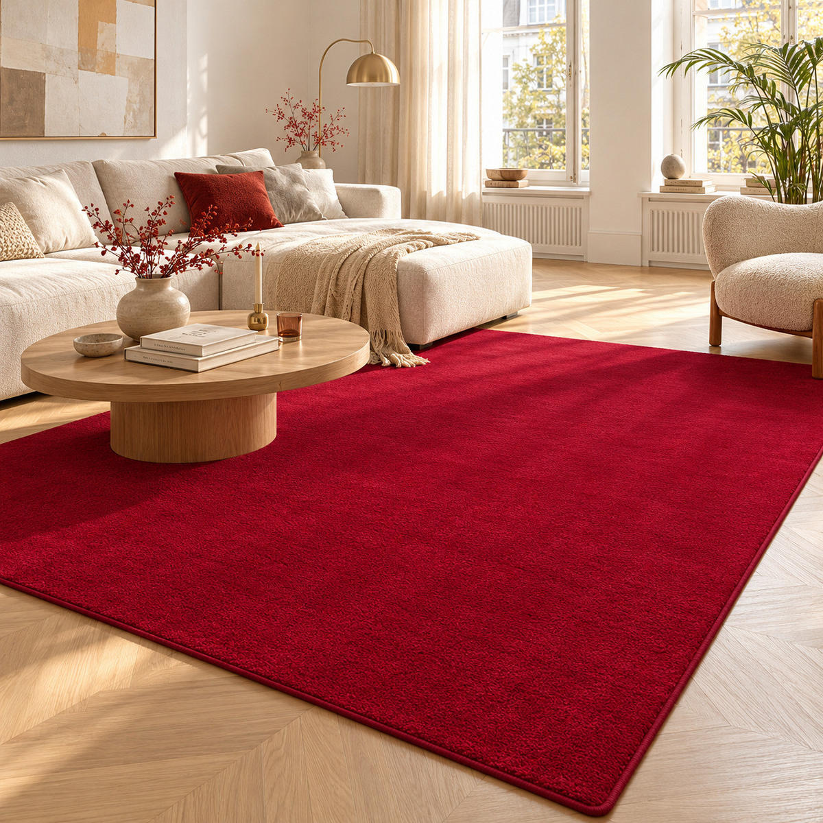 HOCHFLOR LANGFLOR TEPPICH SUPER SOFT MELIA - Weinrot, Textil (140/200cm) - Pergamon