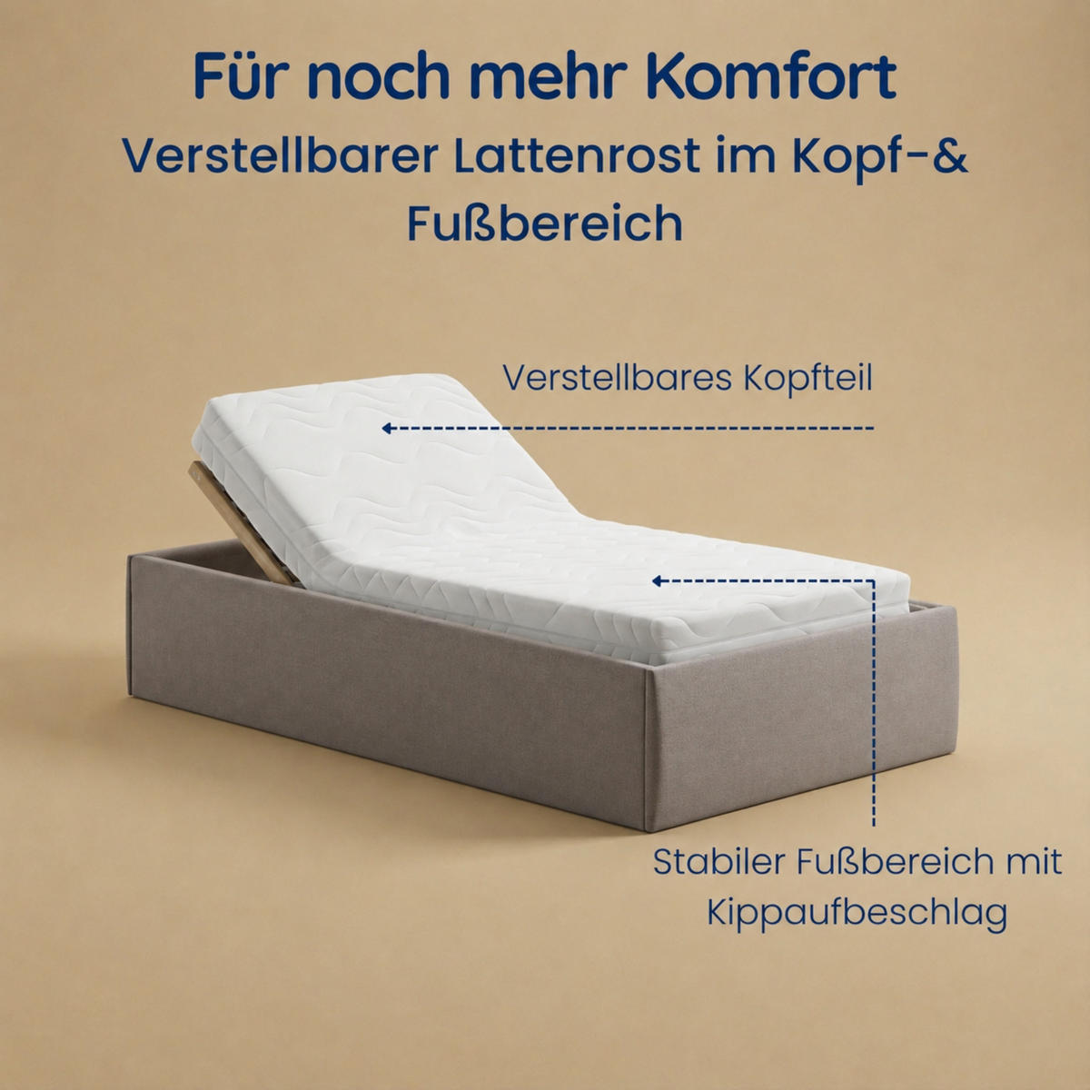 POLSTERBETT mit Stauraum & H2 Matratze 140x200 cm in Grau - Grau, Textil (140/200cm) - Home Collective