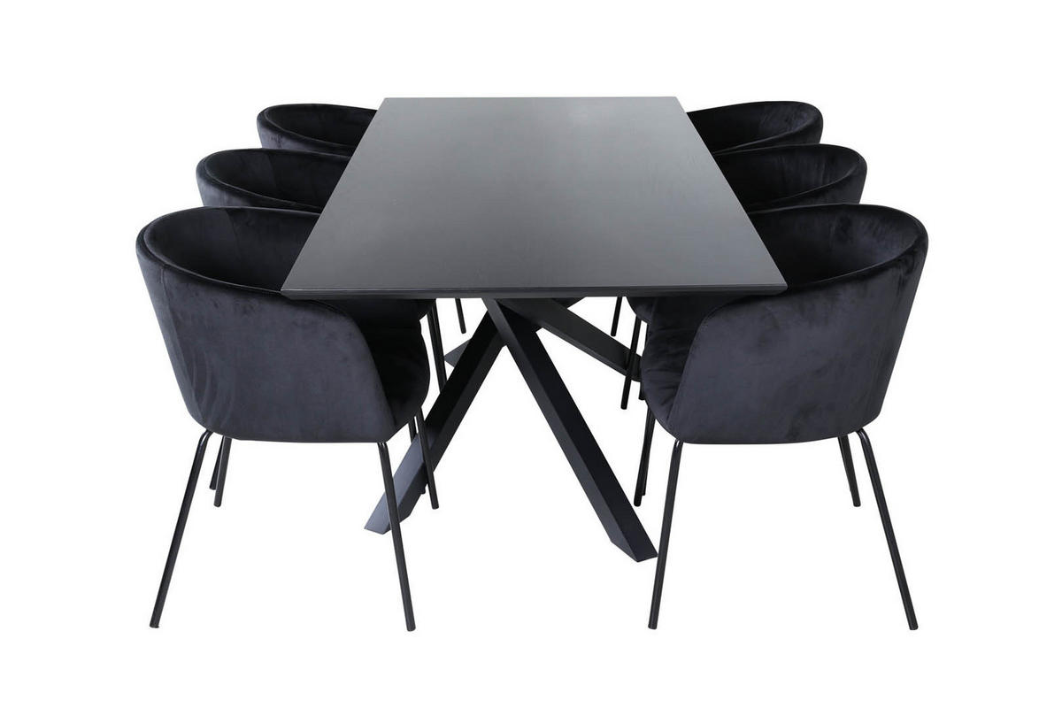TISCHGRUPPE Schwarz - Schwarz, Holzwerkstoff (90/76/190cm) - ebuy24
