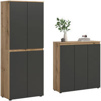 UNIVERSALSCHRANK Scarpa anthrazit/Evoke Oak Nachbildung 140/175/37 cm - Anthrazit, Holzwerkstoff (140/175/37cm) - Xonox