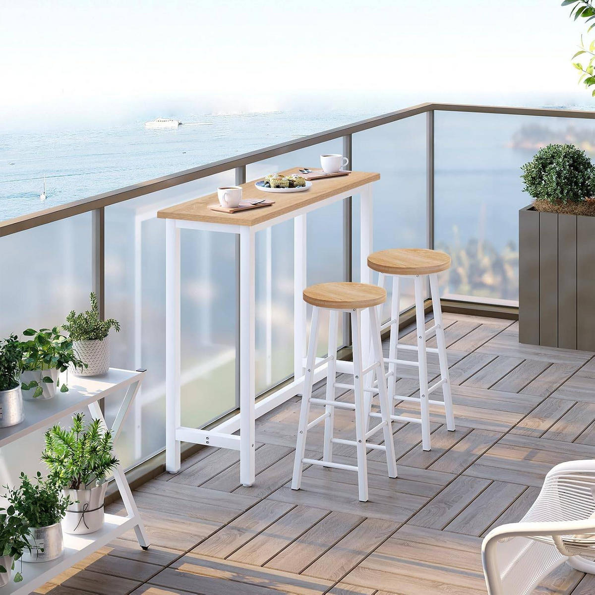 BARTISCH, Metallgestell, Tischplatte aus MDF, 120x100x40cm - Hellbraun/Weiß, Holzwerkstoff/Metall (40/120/100cm) - Woltu