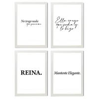 POSTER Set mit 4 Königin TypografieStil A3 Weißer Rahmen - Weiß, Papier (29.7/3cm) - Nacnic