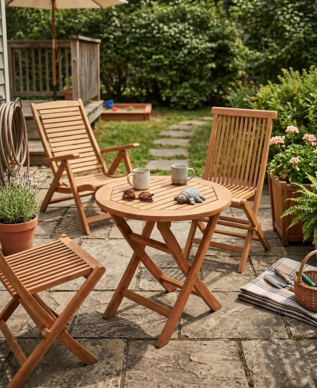 BEISTELLTISCH klappbar - Gartentisch SAIGON 48cm rund, Eukalyptus geölt - Braun, Holz (48/48/45cm) - TPFGarden