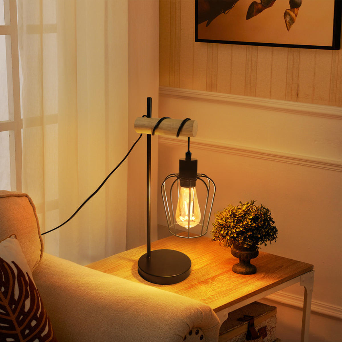 TISCHLEUCHTE BUCH Ⅲ 46/20/15 cm - Braun, Metall (46/20/15cm) - Nettlife