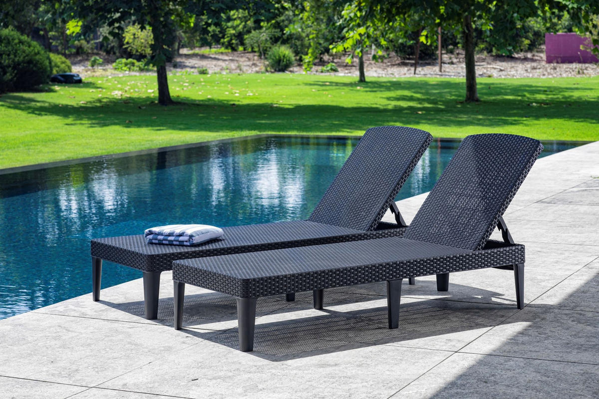 GARTENLIEGESTUHL 58 x 151 cm, Graphit - Graphitfarben, Kunststoff (58/29/151cm) - KADAX