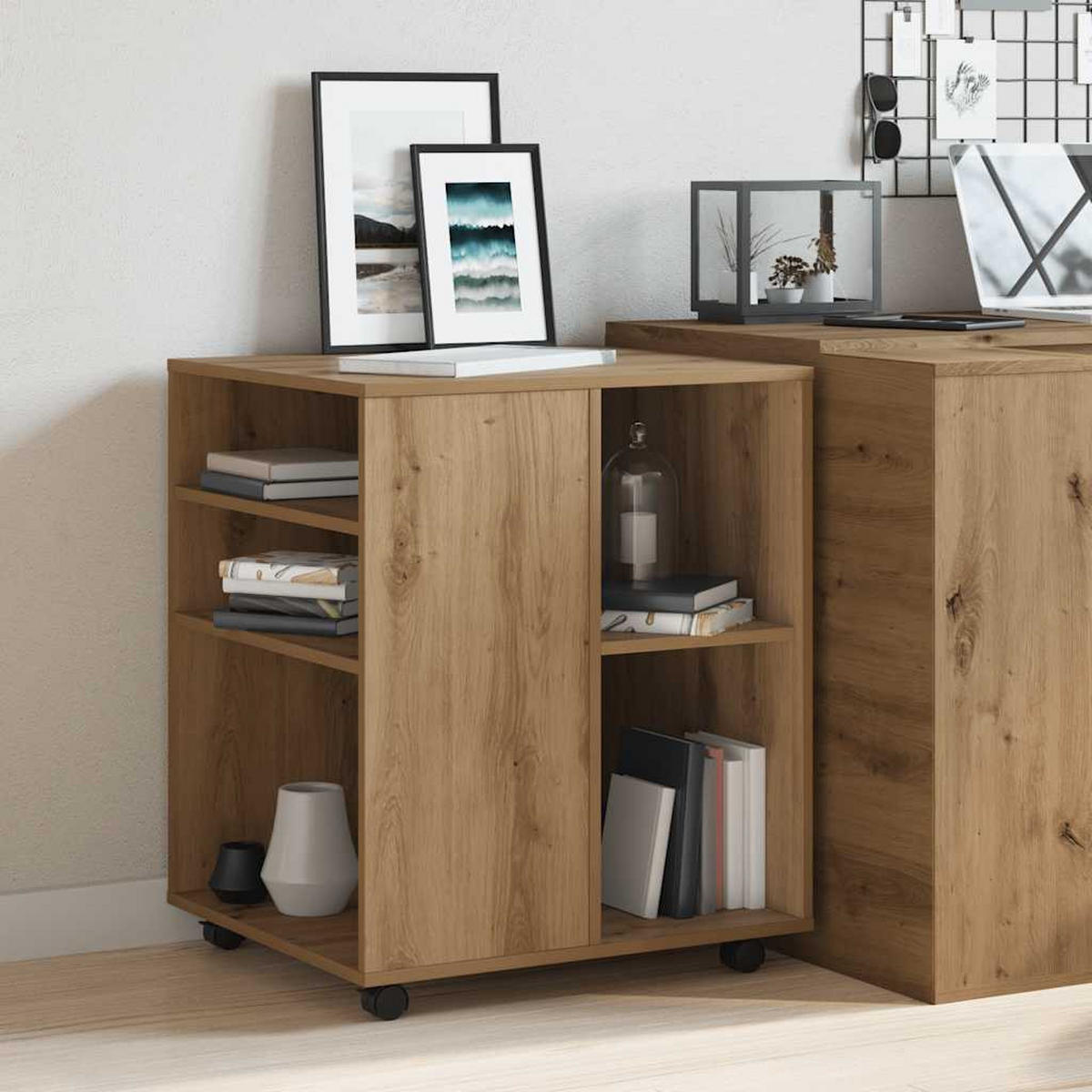 ROLLSCHRANK Artisan-Eiche 60/53/72 Cm Holzwerkstoff - Braun, Holzwerkstoff (53/72/60cm) - vidaXL