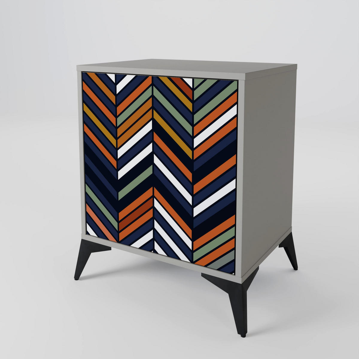 SIDEBOARD VIBRANT PATCHWORK, Grau, 57,5x42x70,5 cm, Schwarze Metall-Sternfüße - Multicolor/Schwarz, Holzwerkstoff/Metall (57.5/70.5/42cm) - SpaceRebels