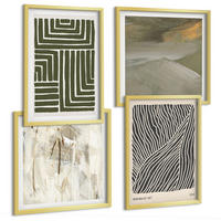 BILDER SET 4er Set - 50x50 cm & 40x60 cm Goldrahmen - Formmuster in Grün - Goldfarben, Kunststoff (50/50cm) - TULUP