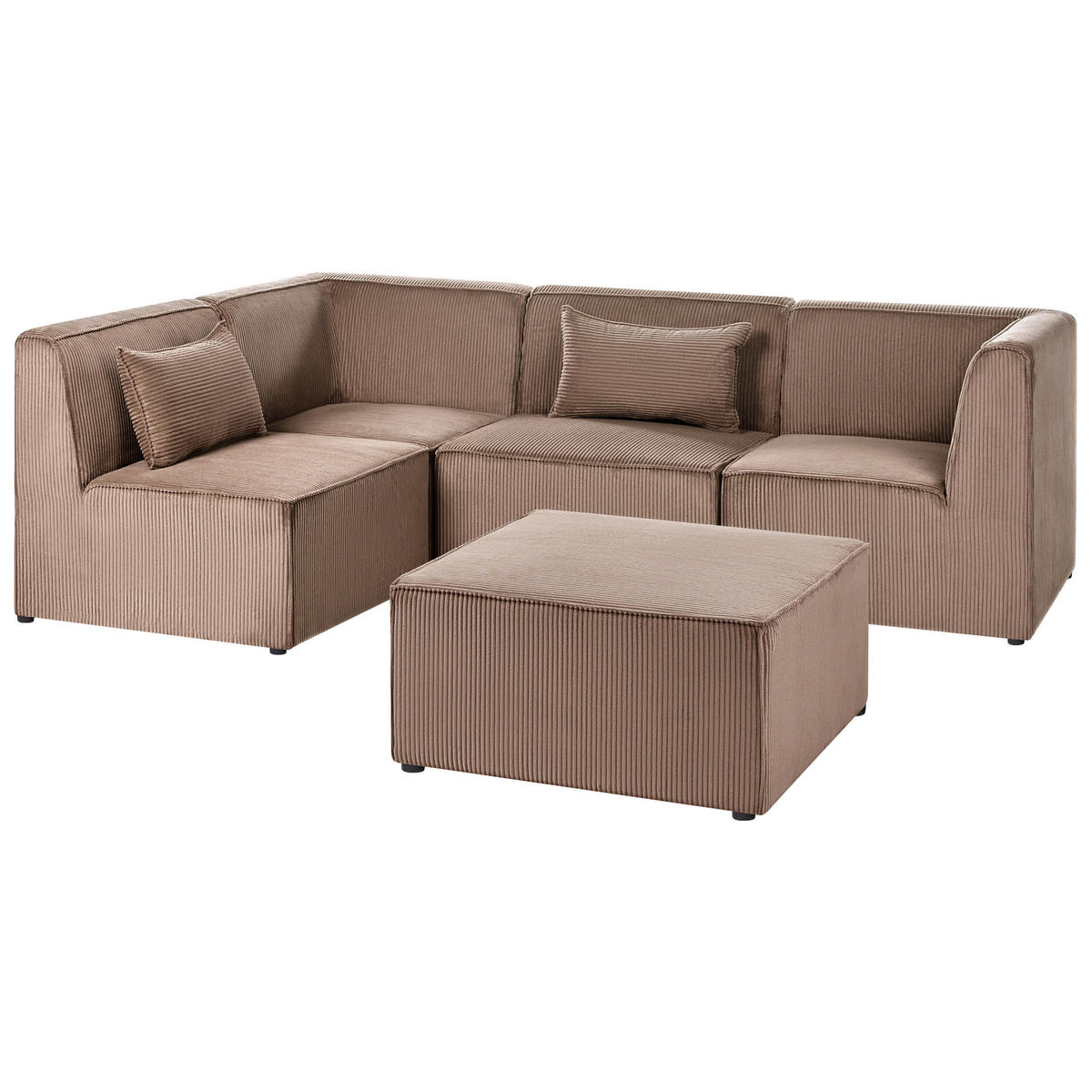 COLȚAR modul cu 4 locuri pe partea dreaptă bej nisipiu reps reiat cu otomană Lemvig - bej/nisipiu, material textil (250/166cm) - Beliani