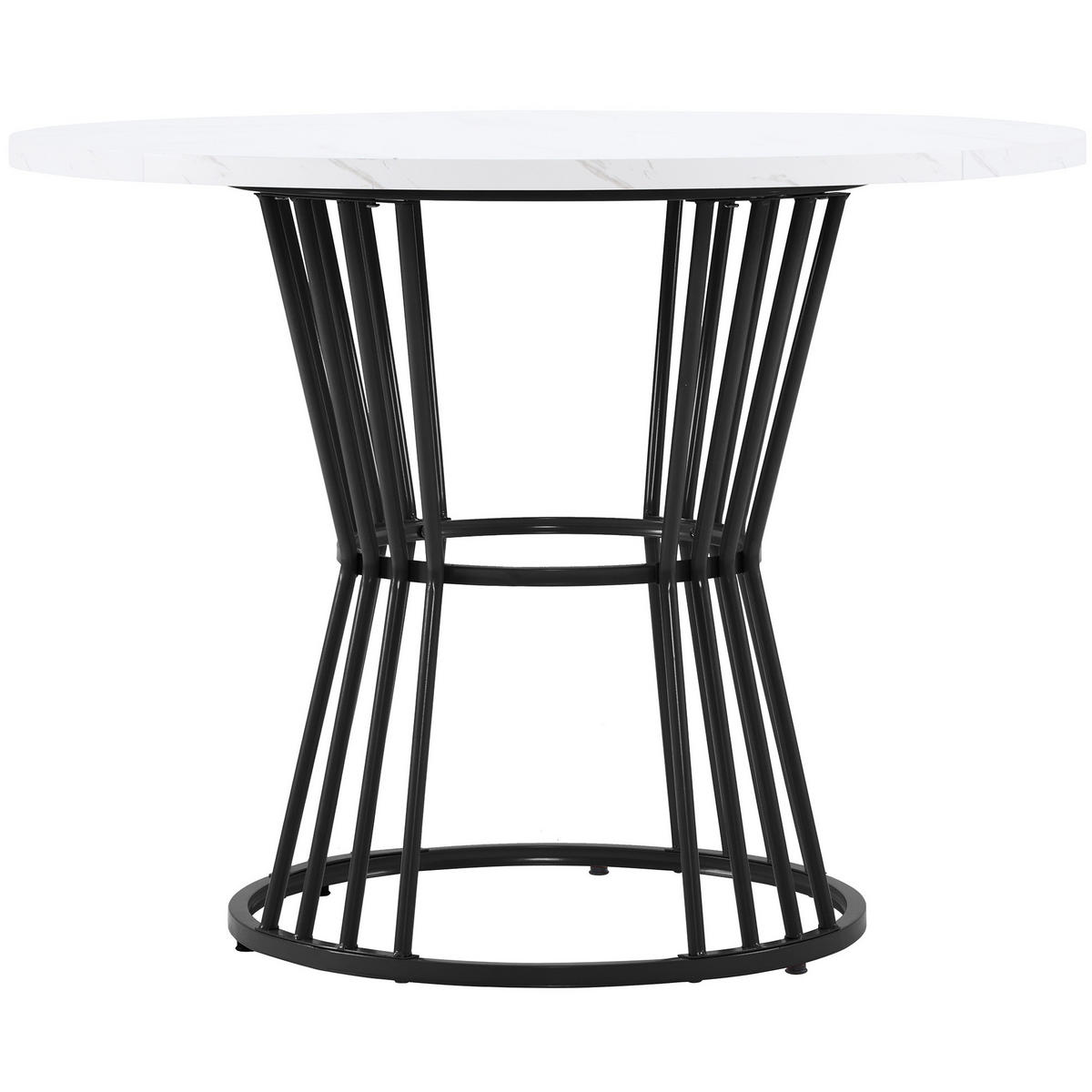 JÍDELNÍ stůl 100/100/75 cm černý z MDF a kovu s mramorovým dekorem - bílá, kompozitní dřevo (100/75/100cm) - OKWISH