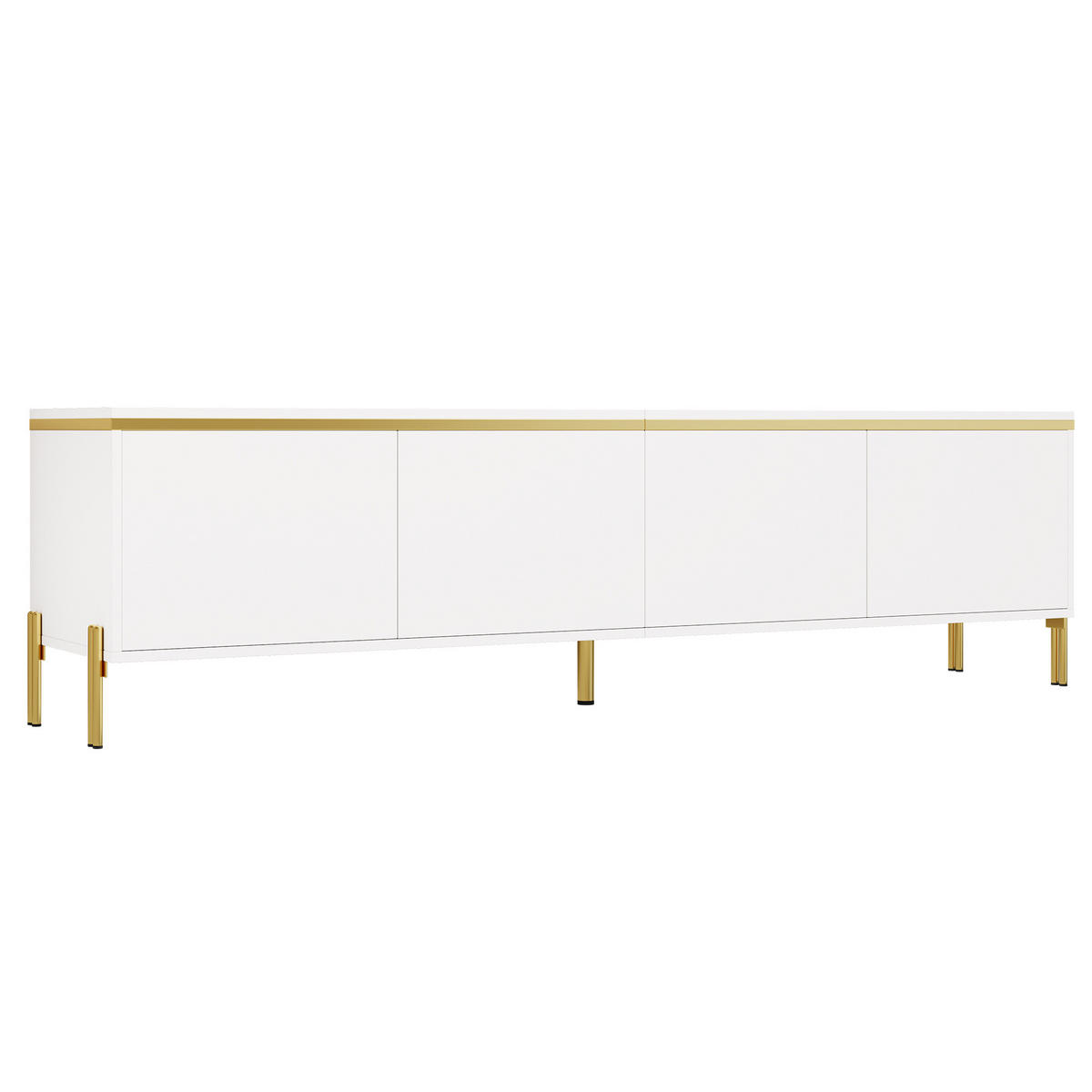 TV-LOWBOARD 170 x 38 x 50 cm, 4 Türen, Hochglanz, Metallfüße, Weiß - Weiß, Holzwerkstoff (170/50/38cm)