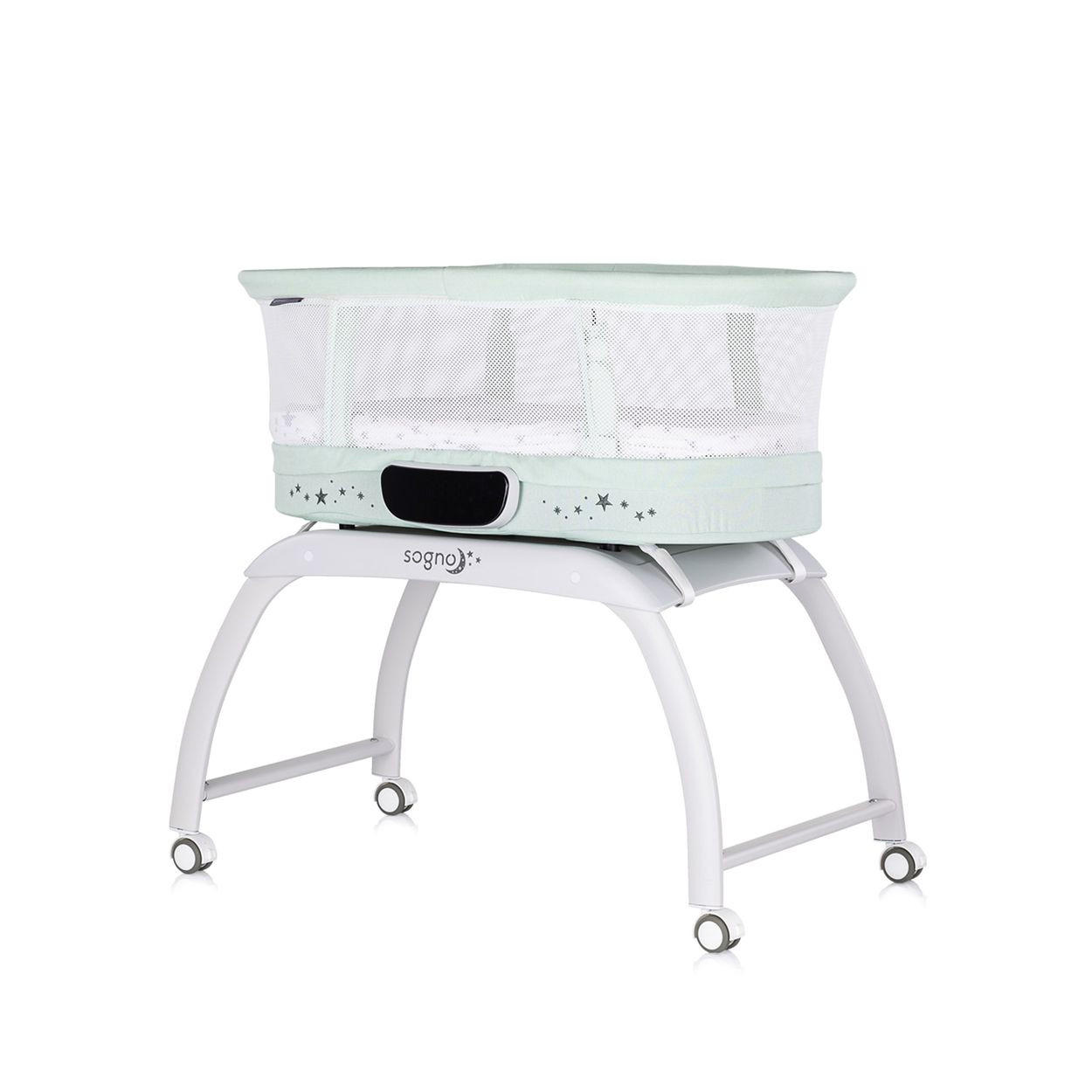 BEISTELLBETT Sogno 2 in 1 grün 83 x 40 cm, elektrisch, Schaukelfunktion, Fernbedienung, Waage - Grün, Metall (40/83cm) - Chipolino