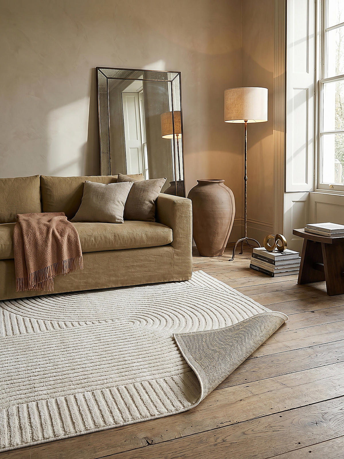 KURZFLORTEPPICH Geometrisch CETINA Polypropylen Creme 300 x 400 cm - Beige, Textil (300/400cm) - KADIMA DESIGN