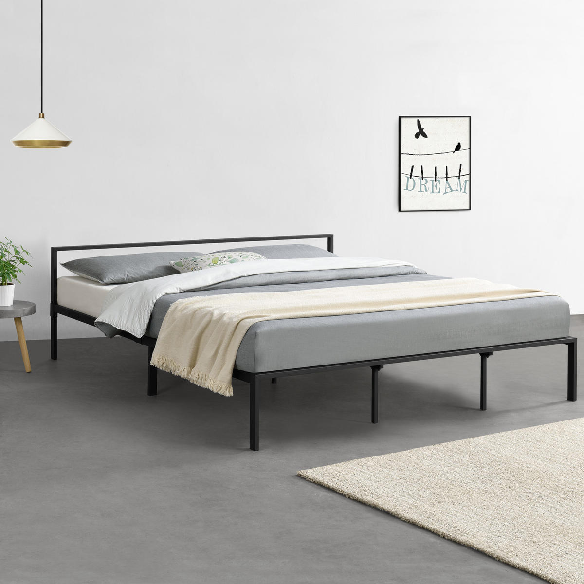 METALLBETT Imatra - Schwarz, Metall (180/200cm) - [en.casa]