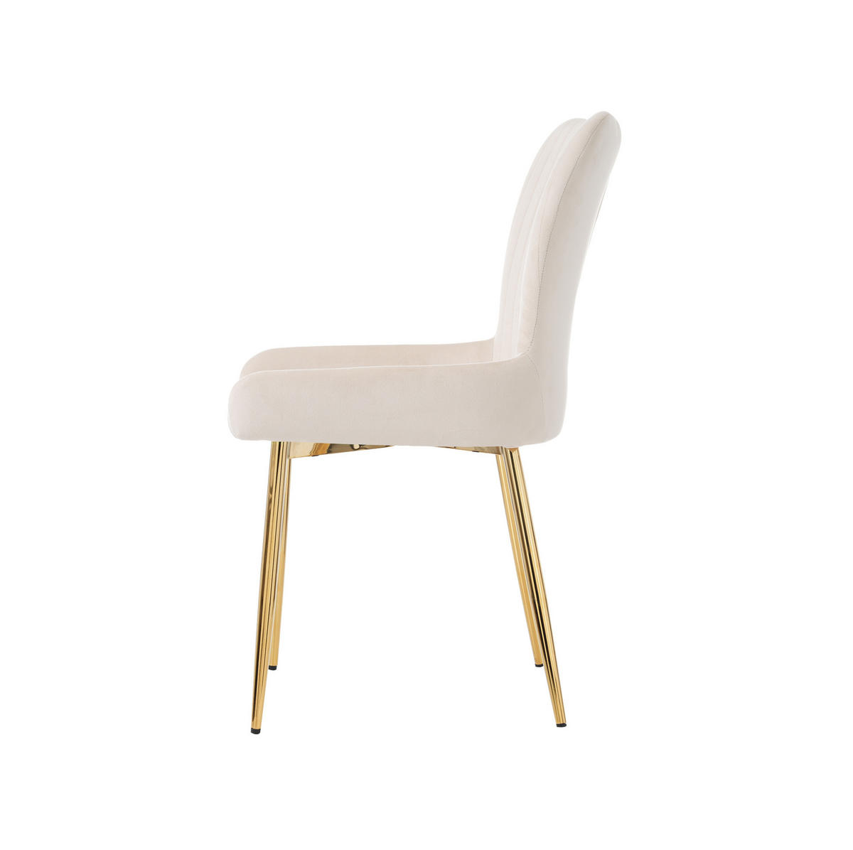 ESSZIMMERSTUHL 4er-Set Samt Beige mit goldfarbenen Metallbeinen - Beige, Metall (47/85/58.1cm) - Meubliv