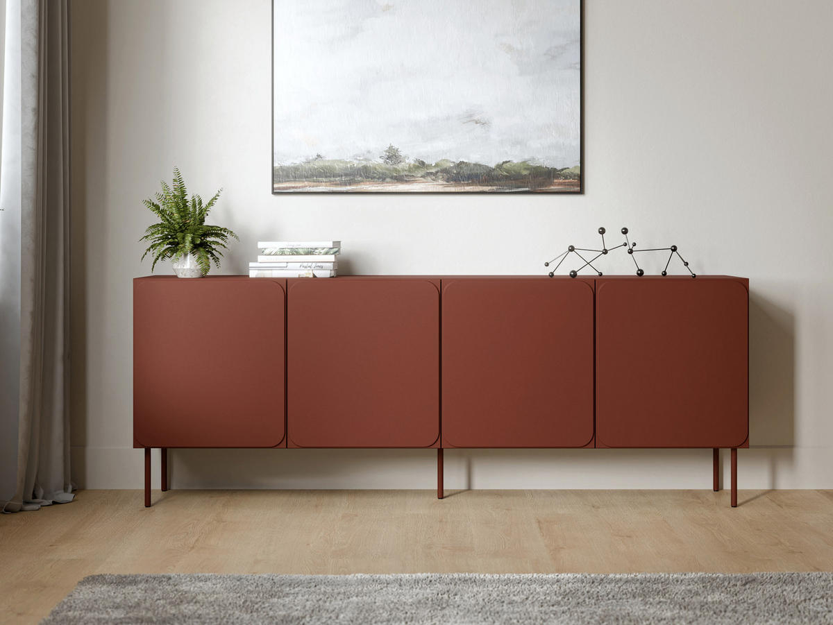 SIDEBOARD Rafael 200 4D - Rot, Holzwerkstoff/Metall (200/76/40cm) - MIRJAN24