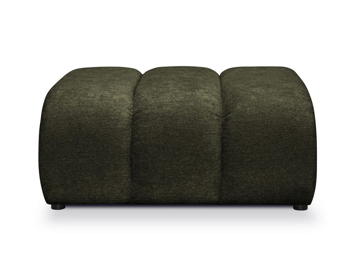 POUF Chenille Stoff Grün - Schwarz/Olivgrün, Holzwerkstoff/Kunststoff (94/40/89cm) - Makamii