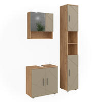 BADMÖBEL-SET Irma Beige 3 Teile - Honigeiche/Beige, Holzwerkstoff (60/59/30cm) - Vicco