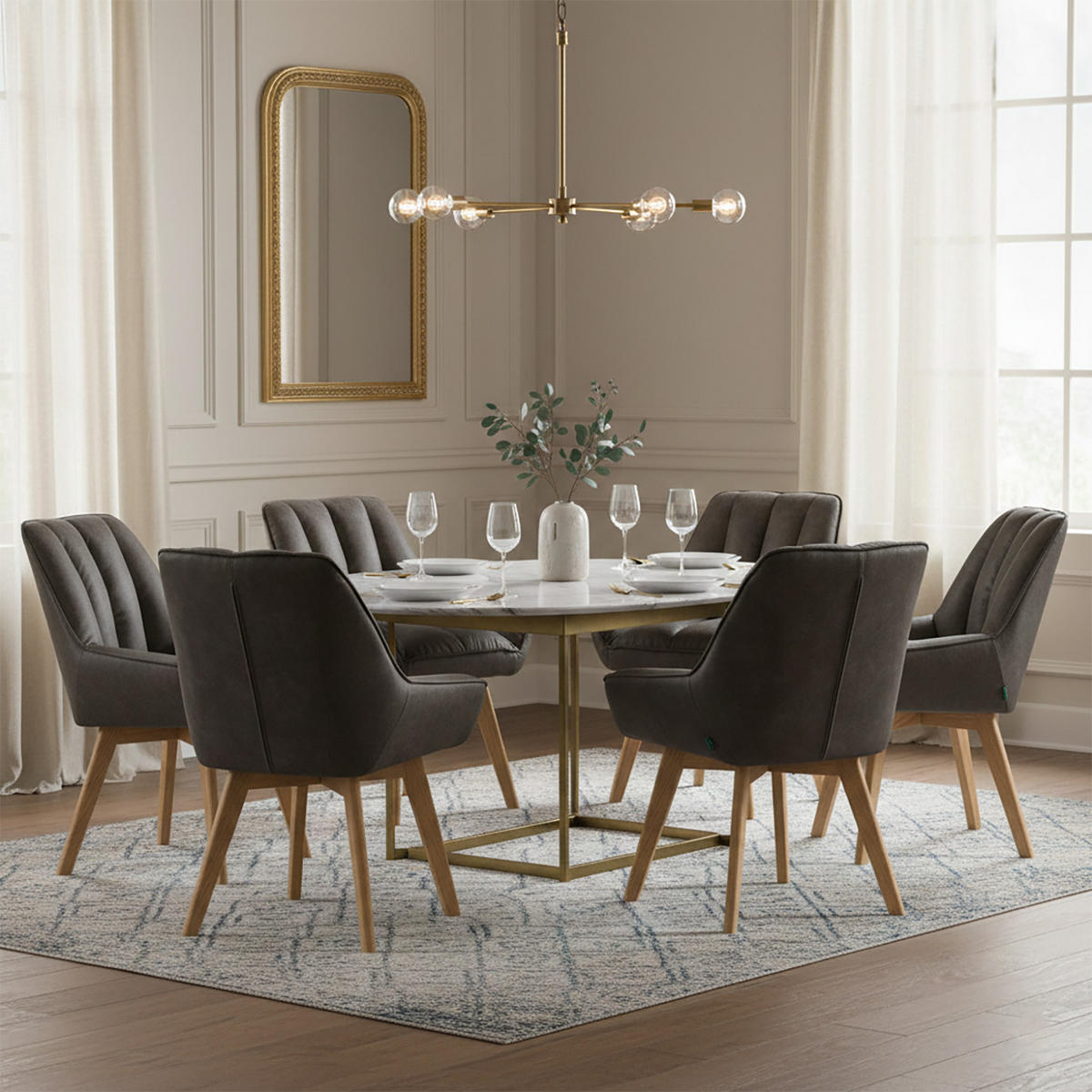 DREHSTUHL Mika-Oskar 2er-Set - Honigeiche/Taupe, Eichenholz/Holz (60/88/68cm) - DUBI Möbel